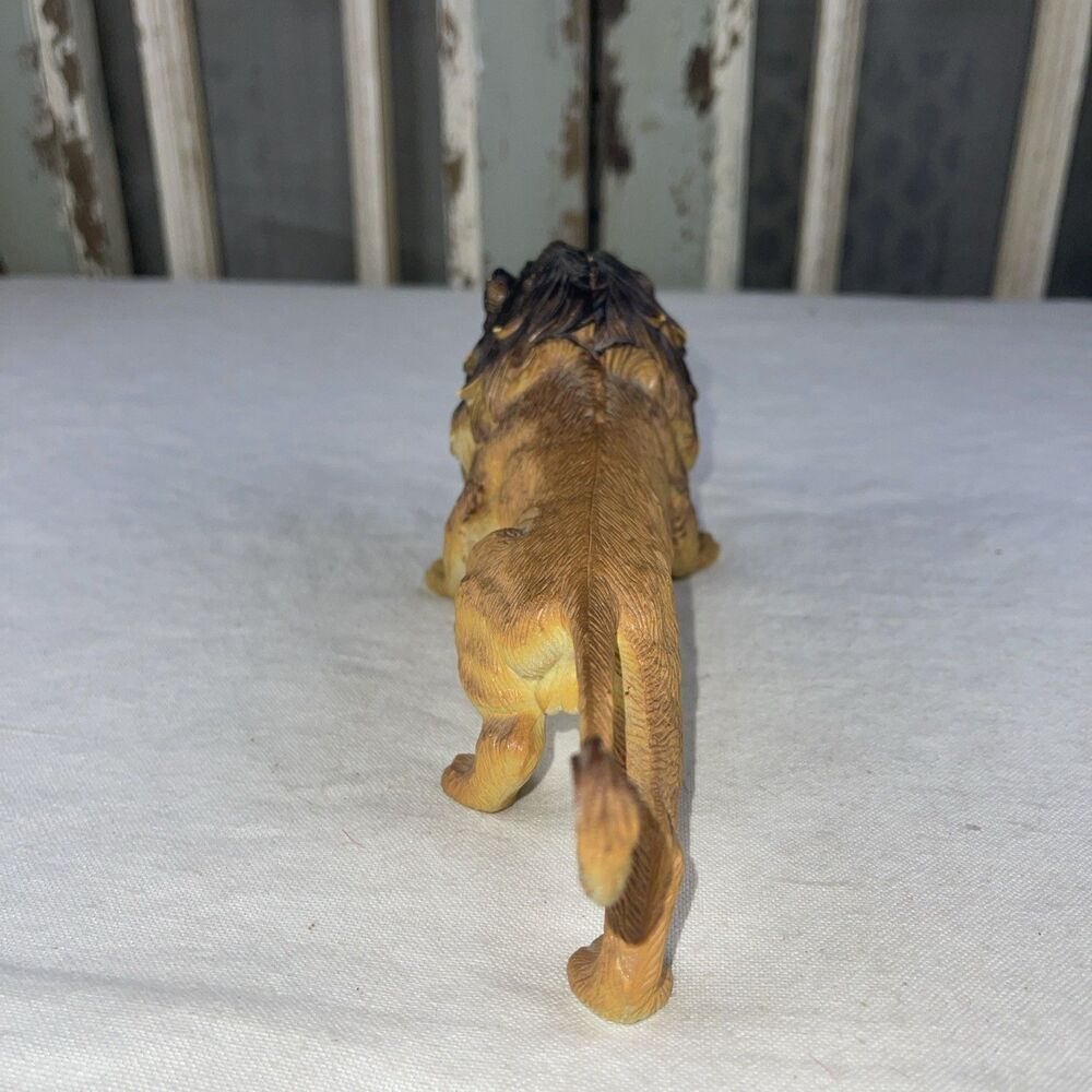 Vintage 9" AAA Male Lion Toy Figure Heavy PVC Rubber Snarling Red Eyes - Picture 5 of 9